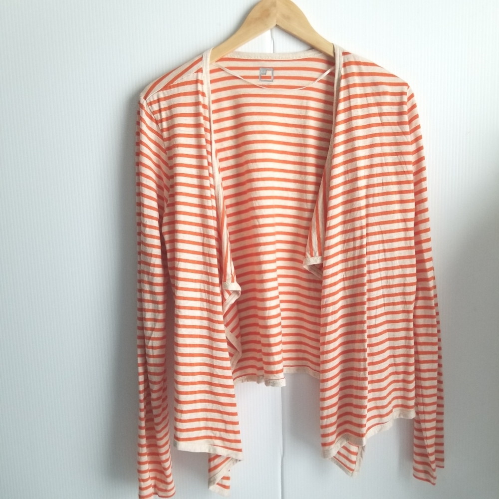 JCP Cardigan Top Orange Cream Tan XL NWT